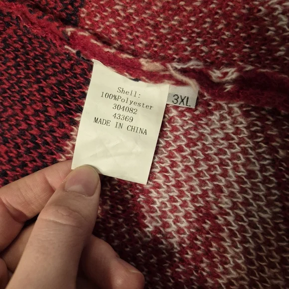 Women's Red Southwestern Cabincore Knit Cardigan Size 3XL - Picture 4 of 4